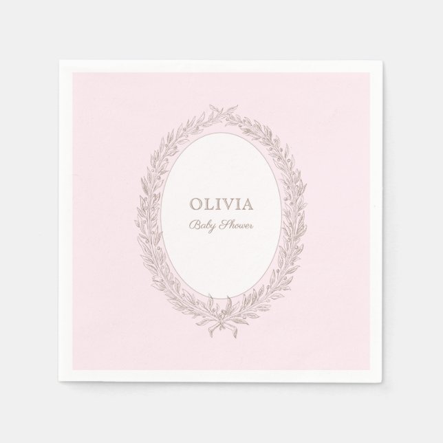 Bonjour Bebe Fransk Patisserie Baby Shower Rosa  Pappersservett (Framsidan)