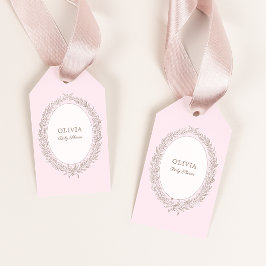 Bonjour Bebe Fransk Patisserie Baby Shower Rosa  Presentetikett