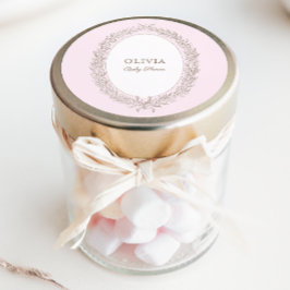 Bonjour Bebe Fransk Patisserie Baby Shower Rosa  Runt Klistermärke