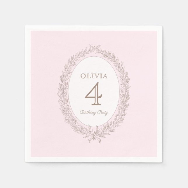 Bonjour Bebe Fransk Patisserie Födelsedagsfest Ros Pappersservett (Framsidan)