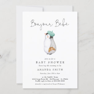 Bonjour Bebe Fransk Penguin Neutralt Baby Shower Inbjudningar
