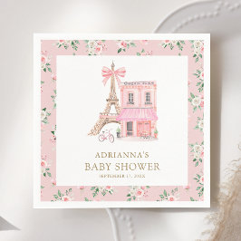 Bonjour Bebe Fransk Rosa Parisisk Kafé Bebis Showe Pappersservett