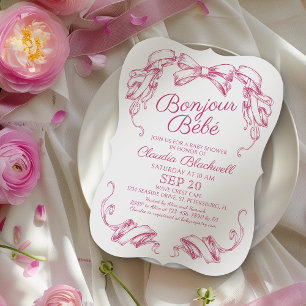 Bonjour Bebe French Baby Shower-inbjudan Inbjudningar