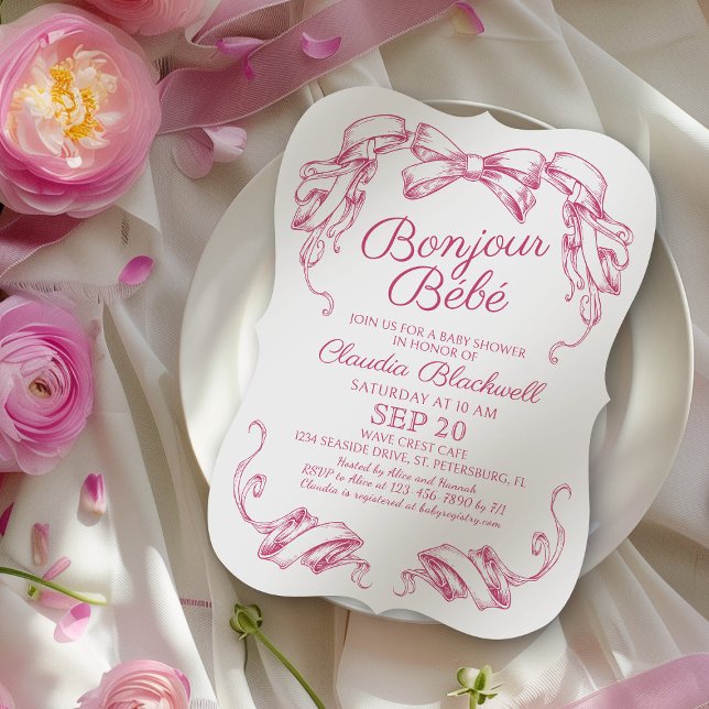 Bonjour Bebe French Baby Shower-inbjudan Inbjudningar (Skapare uppladdad)