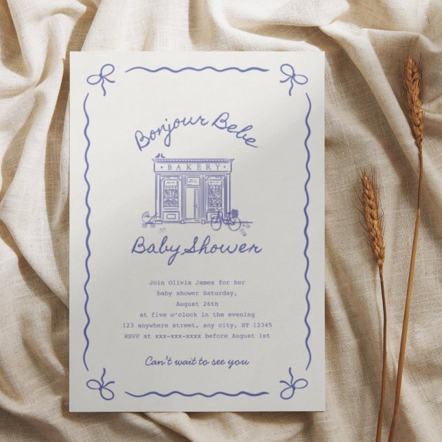 Bonjour Bebe French baby shower Inbjudningar (Skapare uppladdad)