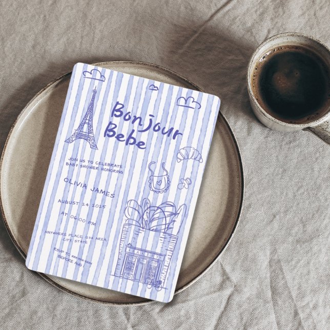 Bonjour Bebe French baby shower invitation Inbjudningar (Skapare uppladdad)