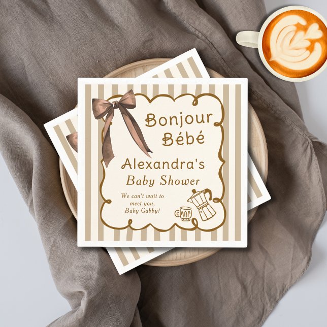 Bonjour Bebe French Coffee Shop Themed Baby Shower Pappersservett (Skapare uppladdad)
