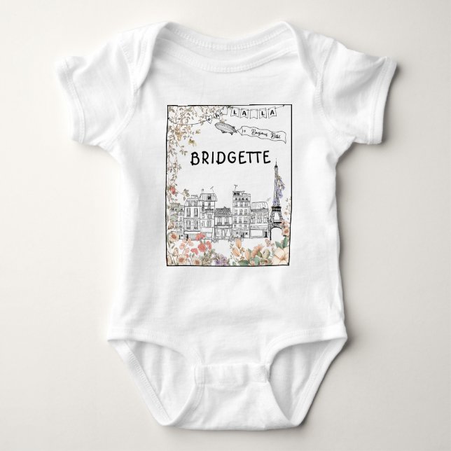 Bonjour Bebe Gender Neutral Baby Shower Gift T Shirt (Framsida)