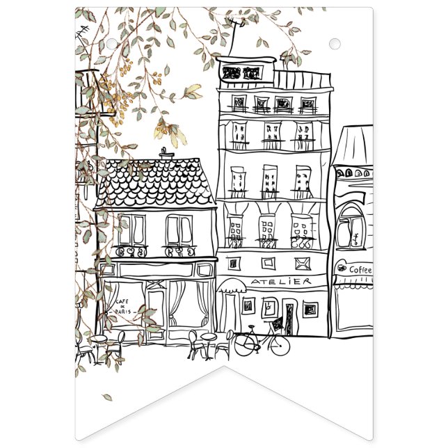 Bonjour Bebe Gender Neutral Baby Shower Vimplar (Elfte flaggan)