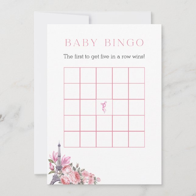 Bonjour Bebe | Hitta gästspelkortet Baby Bingo Inbjudningar (Framsida)