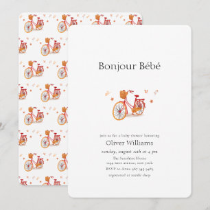 Bonjour Bébé Höstlöv Cykel Baby shower Inbjudningar