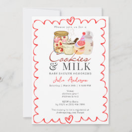 Bonjour Bébé Mjölk och Cookies Modern Baby Shower Inbjudningar