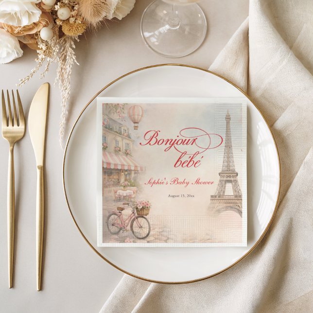 Bonjour Bébé Paris Baby Shower  Pappersservett (Skapare uppladdad)