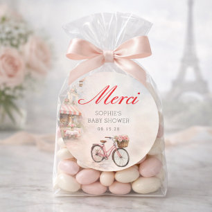 Bonjour Bébé Paris Baby Shower Runt Klistermärke
