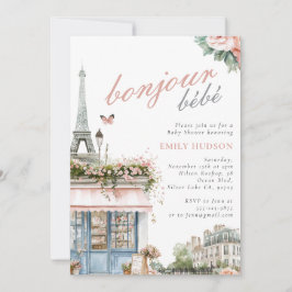 Bonjour Bebe Paris Cafe Baby Shower-inbjudan Inbjudningar