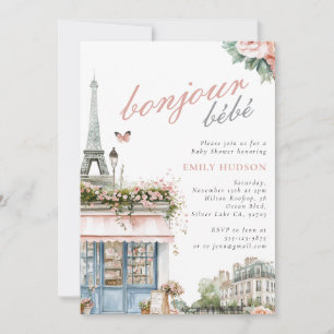 Bonjour Bebe Paris Cafe Baby Shower-inbjudan Inbjudningar