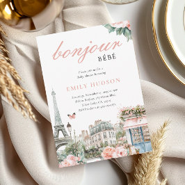 Bonjour Bébé Paris Fransk Baby Shower-inbjudan Inbjudningar