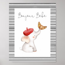 Bonjour Bebe Paris Fransk Baby Shower Sign Sign Poster