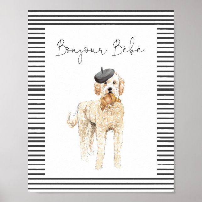 Bonjour Bebe Paris Fransk Baby Shower Sign Sign Poster (Framsidan)
