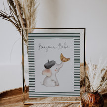 Bonjour Bebe Paris Fransk Baby Shower Sign Sign