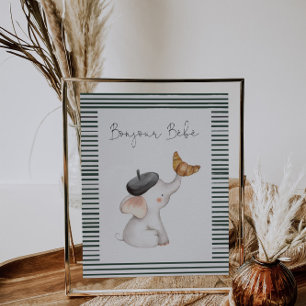 Bonjour Bebe Paris Fransk Baby Shower Sign Sign Poster