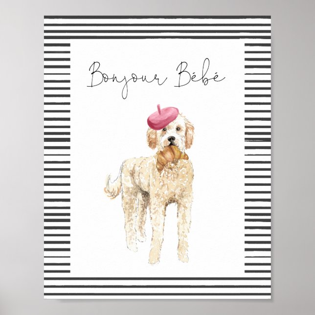 Bonjour Bebe Paris Fransk Baby Shower Sign Sign Poster (Framsidan)