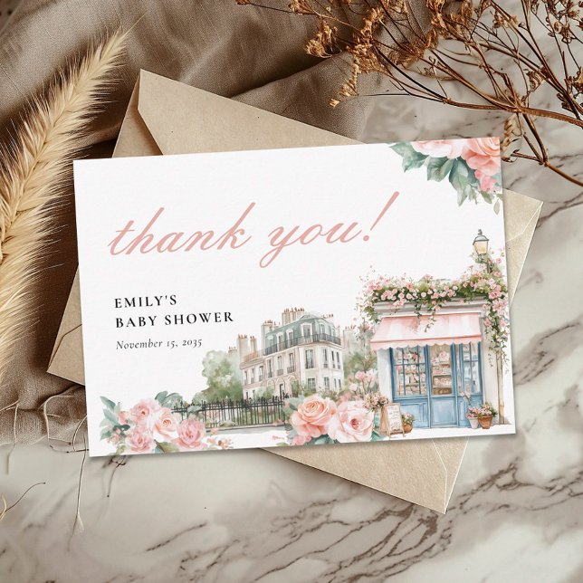 Bonjour Bébé Paris Fransk Baby Shower Tack Kort (Skapare uppladdad)