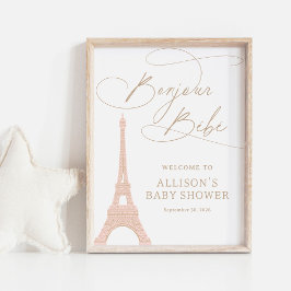 Bonjour Bebe Paris Fransk Baby Shower Välkomstskyl Poster