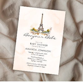 Bonjour Bebe Paris Fransk Blommigt Baby Shower Inbjudningar