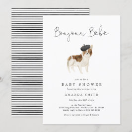 Bonjour Bebe Paris Fransk Bulldog Baby Shower Inbjudningar