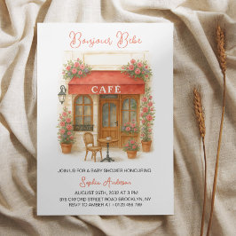 Bonjour Bebe Paris Fransk Cafe Baby Shower Inbjudningar
