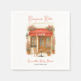 Bonjour Bebe Paris Fransk Cafe Baby Shower Pappersservett