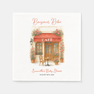 Bonjour Bebe Paris Fransk Cafe Baby Shower Pappersservett
