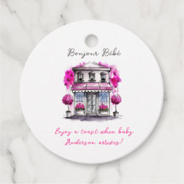 Bonjour Bebe Paris Fransk Rosa Black Baby Shower Gåvor Etiketter