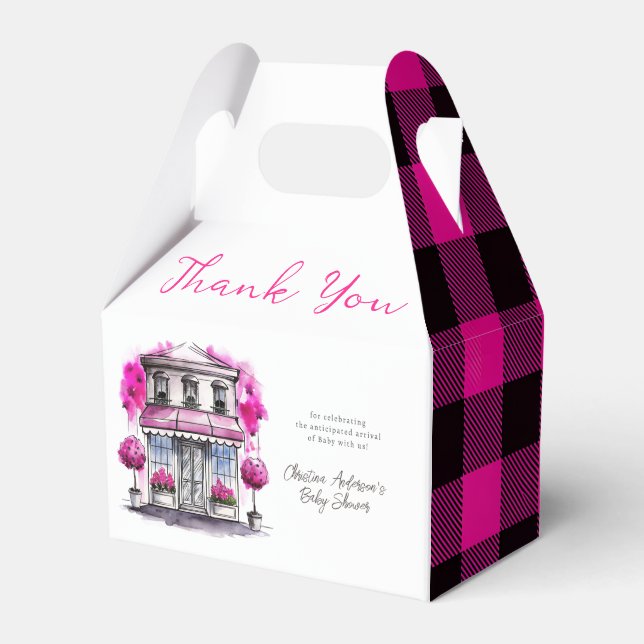Bonjour Bebe Paris Fransk Rosa Black Baby Shower Presentaskar (Framsidan Sidan)