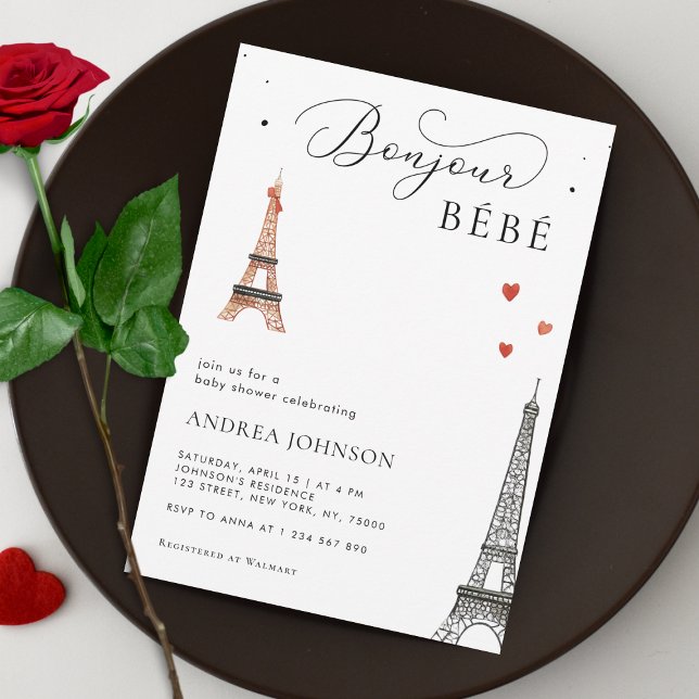 Bonjour Bébé Paris Gender Neutral Chic Baby Shower Inbjudningar (Skapare uppladdad)