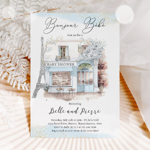 Bonjour Bébé Paris Parisian Fransk Baby Shower Inbjudningar