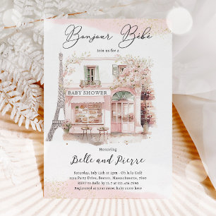 Bonjour Bébé Paris Parisian Fransk Baby Shower Inbjudningar