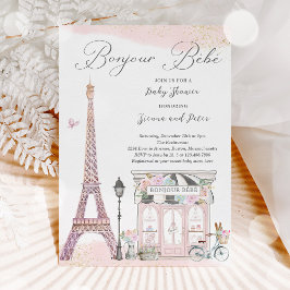 Bonjour Bébé Paris Parisian Fransk Baby Shower Inbjudningar