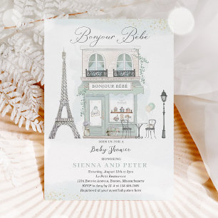 Bonjour Bébé Paris Parisian Fransk Baby Shower Inbjudningar