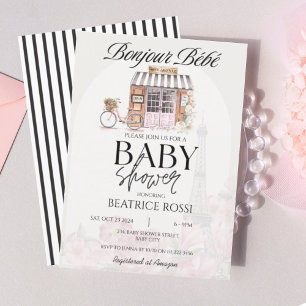 Bonjour Bebe Paris Parisian Fransk Baby Shower Inbjudningar