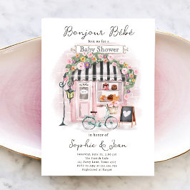 Bonjour Bebe Paris Parisian Fransk Baby Shower Inv Inbjudningar