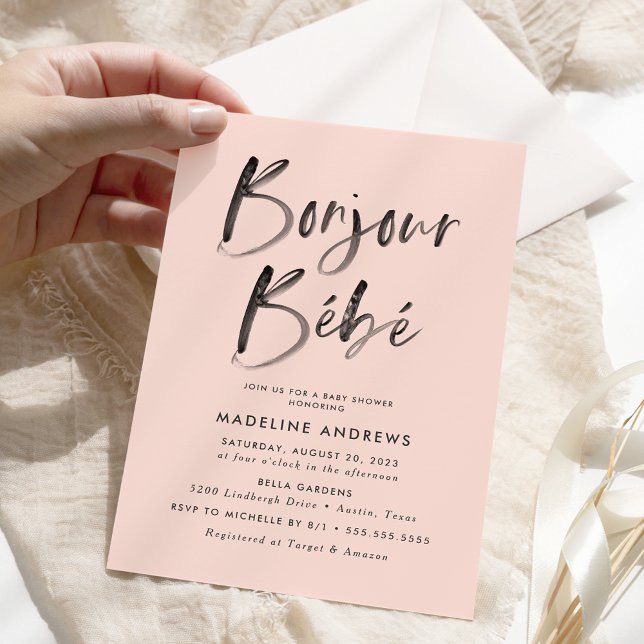 Bonjour Bebe Röda franska baby shower Inbjudningar (Skapare uppladdad)