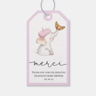 Bonjour Bebe Romantic Fransk Girl Baby Shower Presentetikett