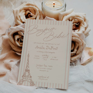 Bonjour Bebe Rosa Baby Shower-inbjudan Inbjudningar