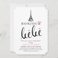 Bonjour Bebe Rosa Beret Eiffel Torn Baby Shower
