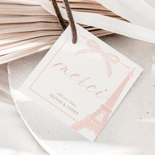 Bonjour Bébé Rosa Paris Eiffel Baby Shower Gåvor Etiketter