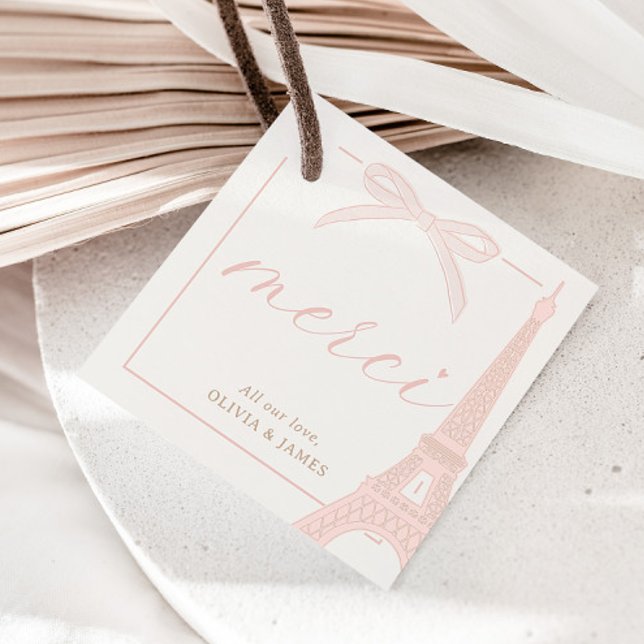 Bonjour Bébé Rosa Paris Eiffel Baby Shower Gåvor Etiketter (Skapare uppladdad)