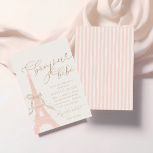 Bonjour Bébé Rosa Paris Eiffel Torn Baby Shower Inbjudningar