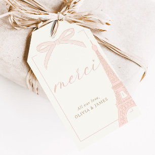 Bonjour Bébé Rosa Paris Eiffeltornet Baby Shower F Presentetikett